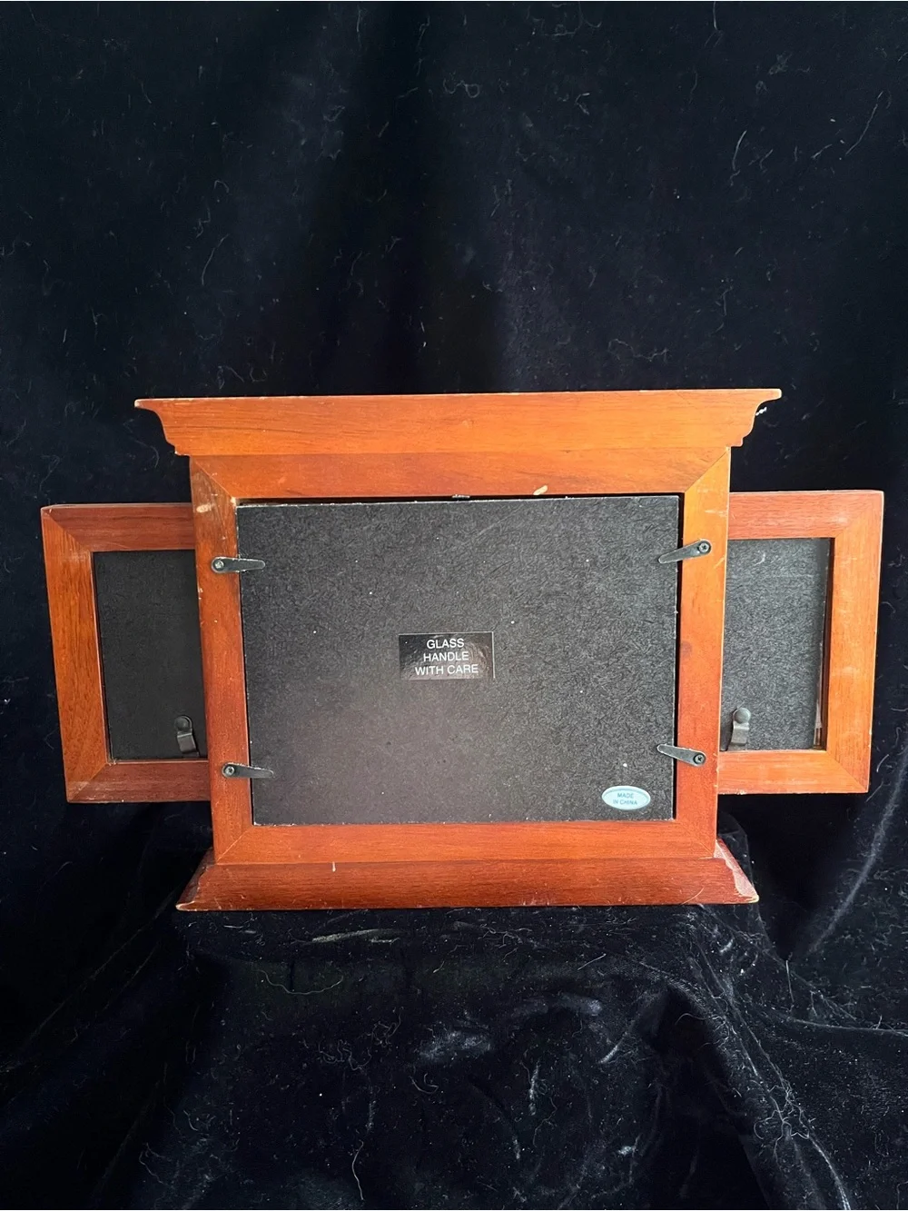 Wooden Double Frame Mantel Display in Red-Brown